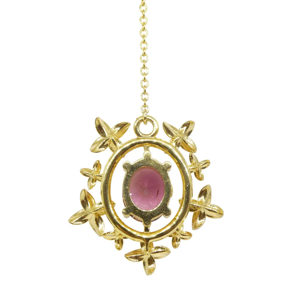 2.91ct Pink Tourmaline, Diamond Pendant set in 14k Yellow Gold, designed by Bella Jang