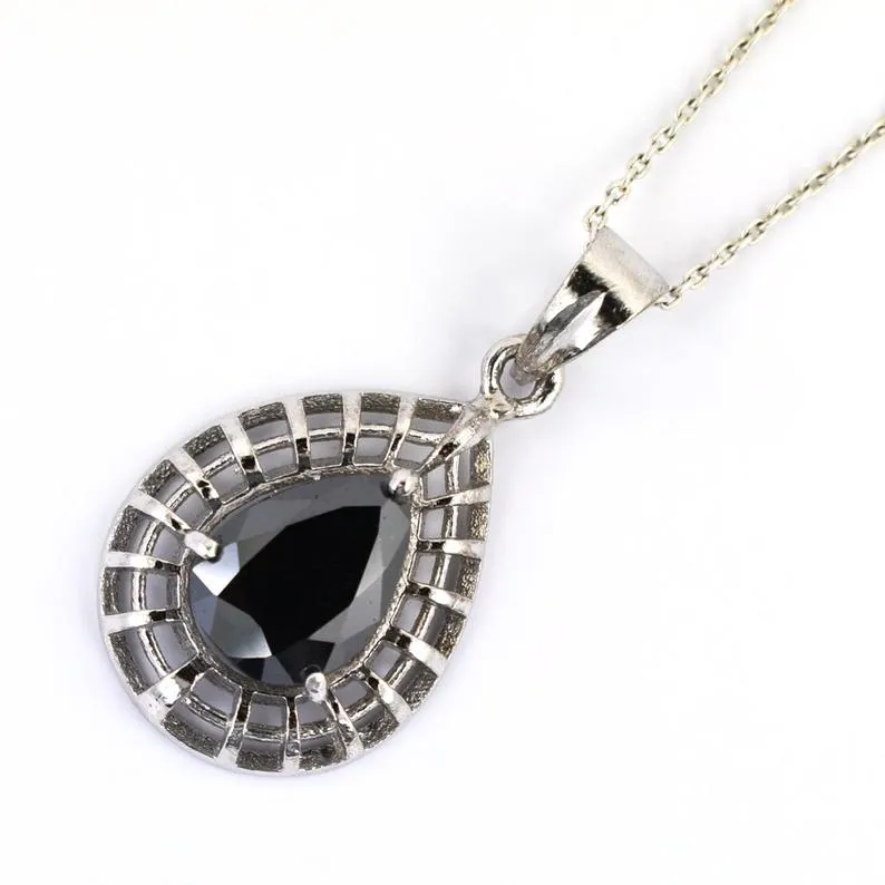 3 Ct - 5 Ct, AAA Certified Black Diamond Solitaire Pendant in 925 Silver, Great Shine & Luster