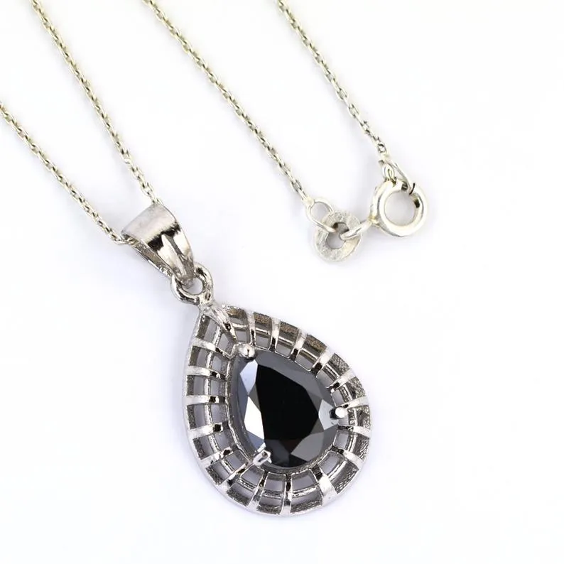3 Ct - 5 Ct, AAA Certified Black Diamond Solitaire Pendant in 925 Silver, Great Shine & Luster