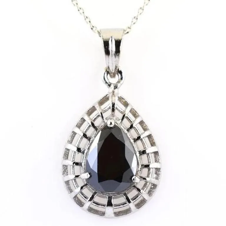 3 Ct - 5 Ct, AAA Certified Black Diamond Solitaire Pendant in 925 Silver, Great Shine & Luster