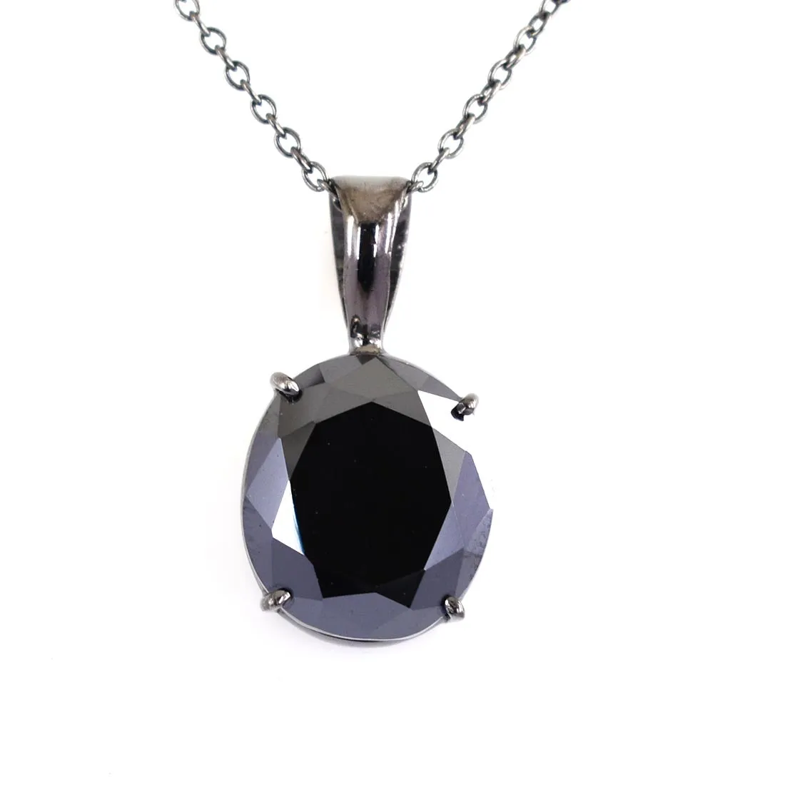 3 Ct -6 Ct Oval Shape Black Diamond Solitaire Pendant in Prong Setting, Elegant Look & Great Shine