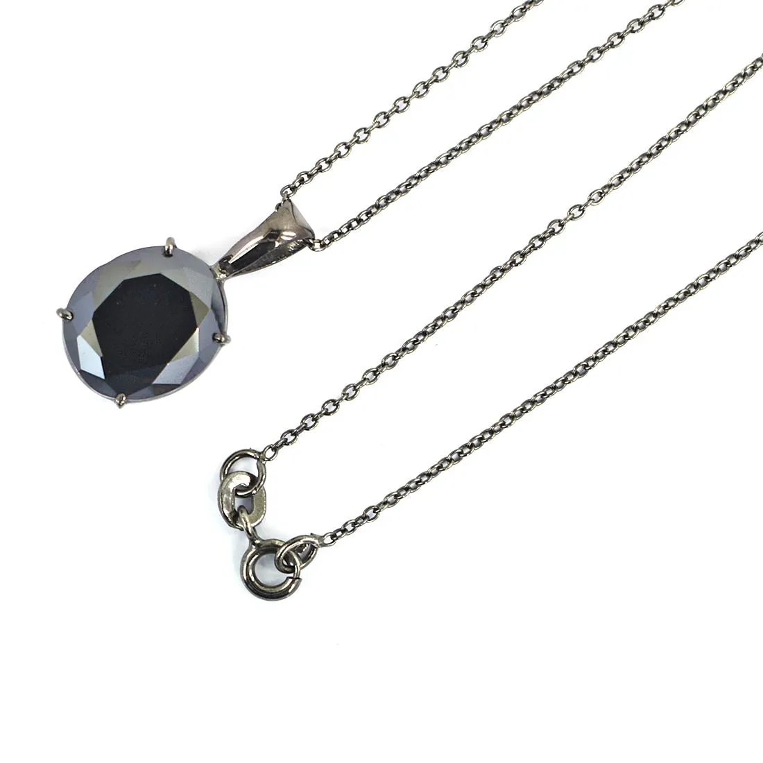 3 Ct -6 Ct Oval Shape Black Diamond Solitaire Pendant in Prong Setting, Elegant Look & Great Shine