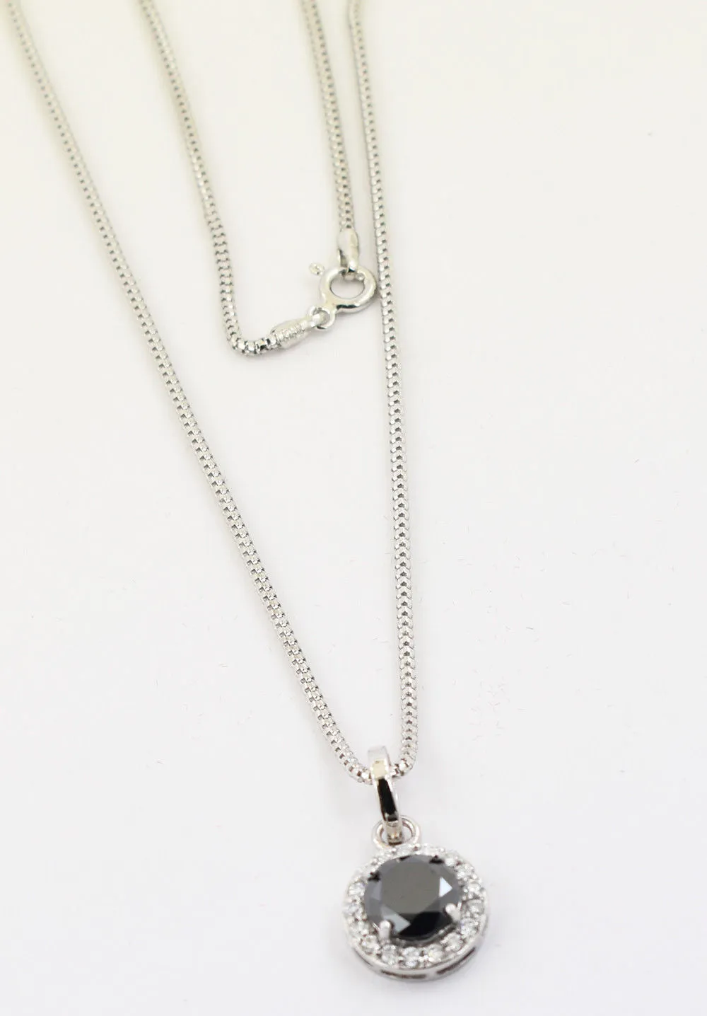 3 Ct AAA Certified Black Diamond Pendant with White Diamonds. Great Brilliance & Luster