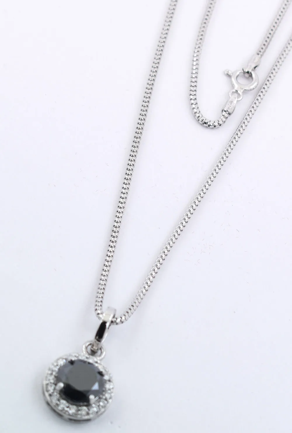 3 Ct AAA Certified Black Diamond Pendant with White Diamonds. Great Brilliance & Luster