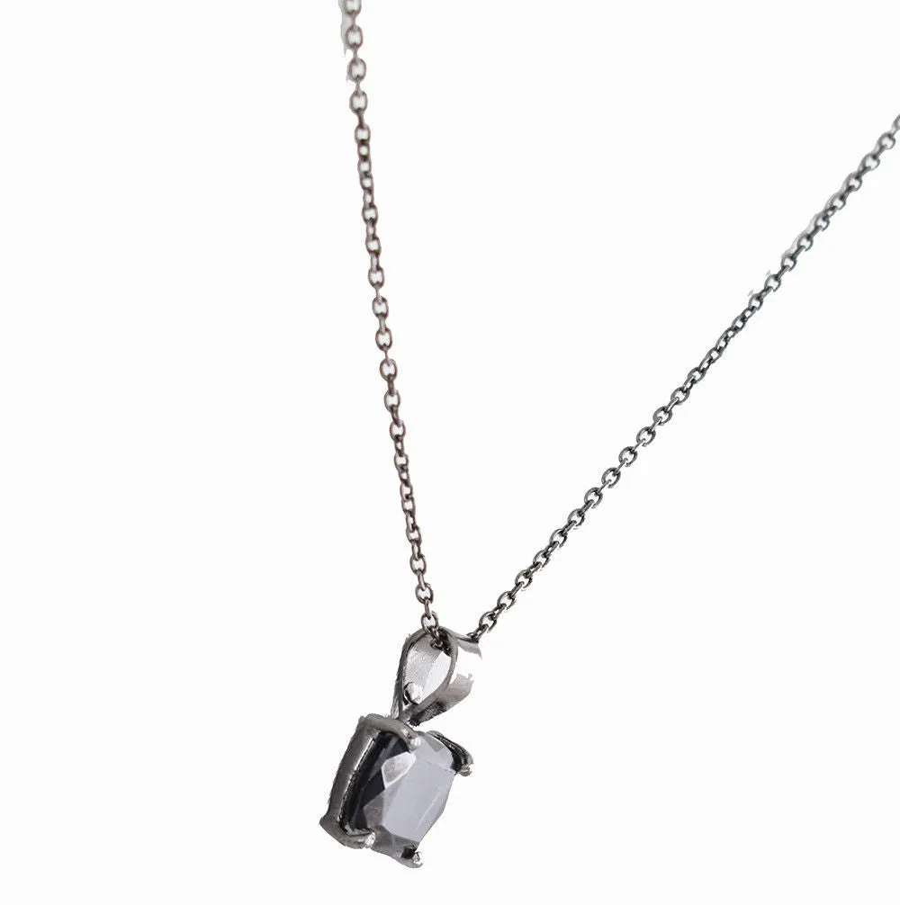 3 Ct Certified Black Diamond Cushion Cut Solitaire Pendant, Excellent Shine & Great Luster