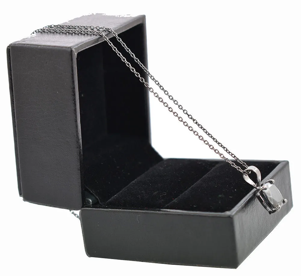 3 Ct Certified Black Diamond Cushion Cut Solitaire Pendant, Excellent Shine & Great Luster