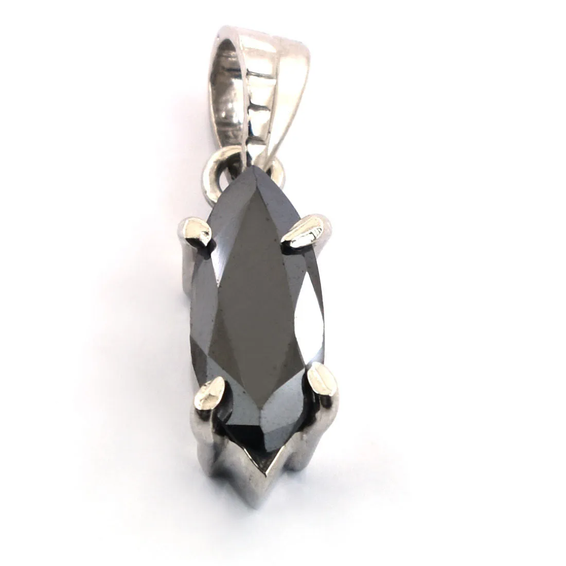 3 Ct Marquise Shape Certified Black Diamond Solitaire Pendant, Great Shine & Luster! FREE CHAIN