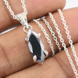 3 Ct Marquise Shape Certified Black Diamond Solitaire Pendant, Great Shine & Luster! FREE CHAIN