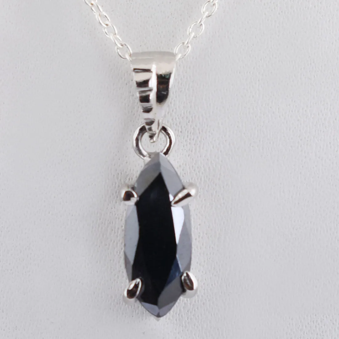 3 Ct Marquise Shape Certified Black Diamond Solitaire Pendant, Great Shine & Luster! FREE CHAIN