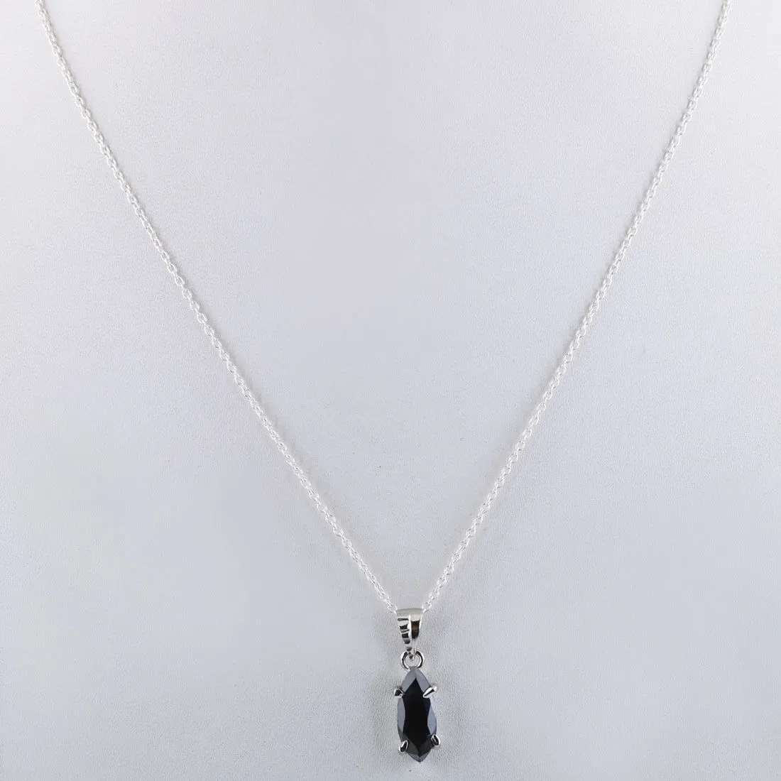 3 Ct Marquise Shape Certified Black Diamond Solitaire Pendant, Great Shine & Luster! FREE CHAIN