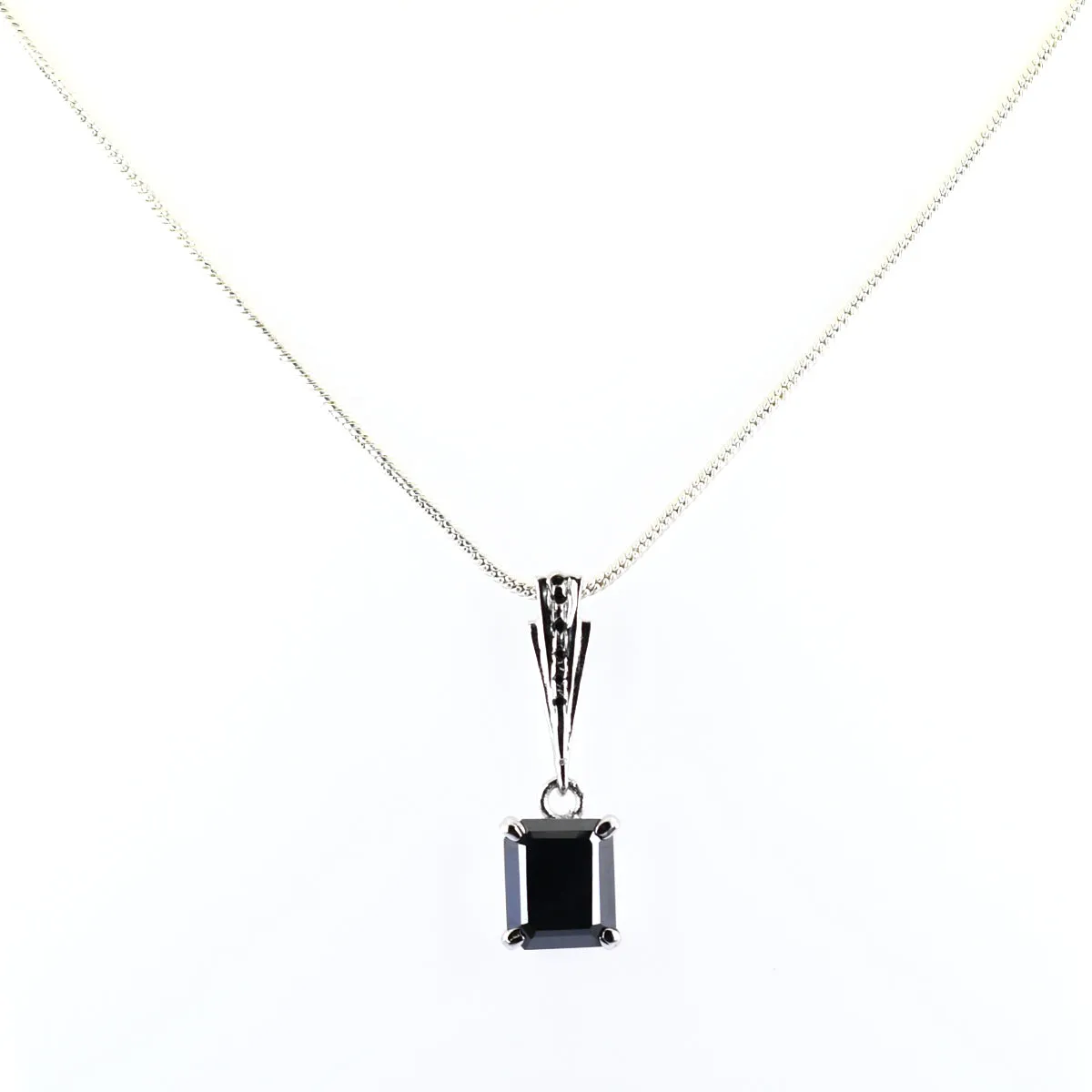 3.15 Ct Black Diamond Designer Pendant with Black Accents on Loop, Full of Fire & Great Shine