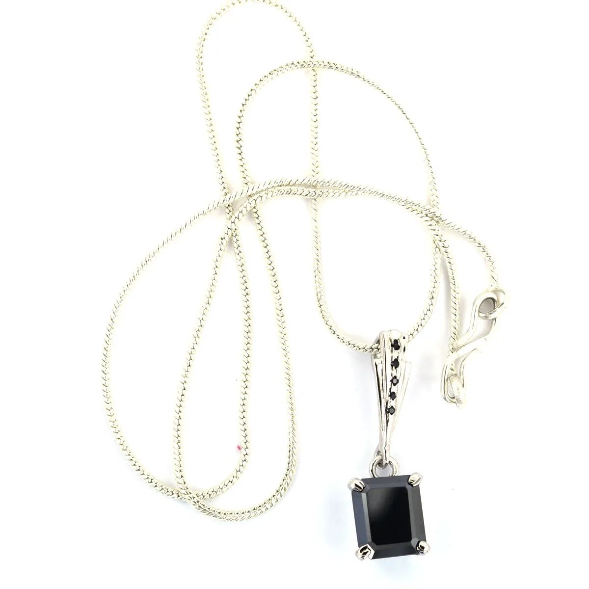 3.15 Ct Black Diamond Designer Pendant with Black Accents on Loop, Full of Fire & Great Shine