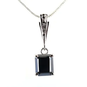 3.15 Ct Black Diamond Designer Pendant with Black Accents on Loop, Full of Fire & Great Shine