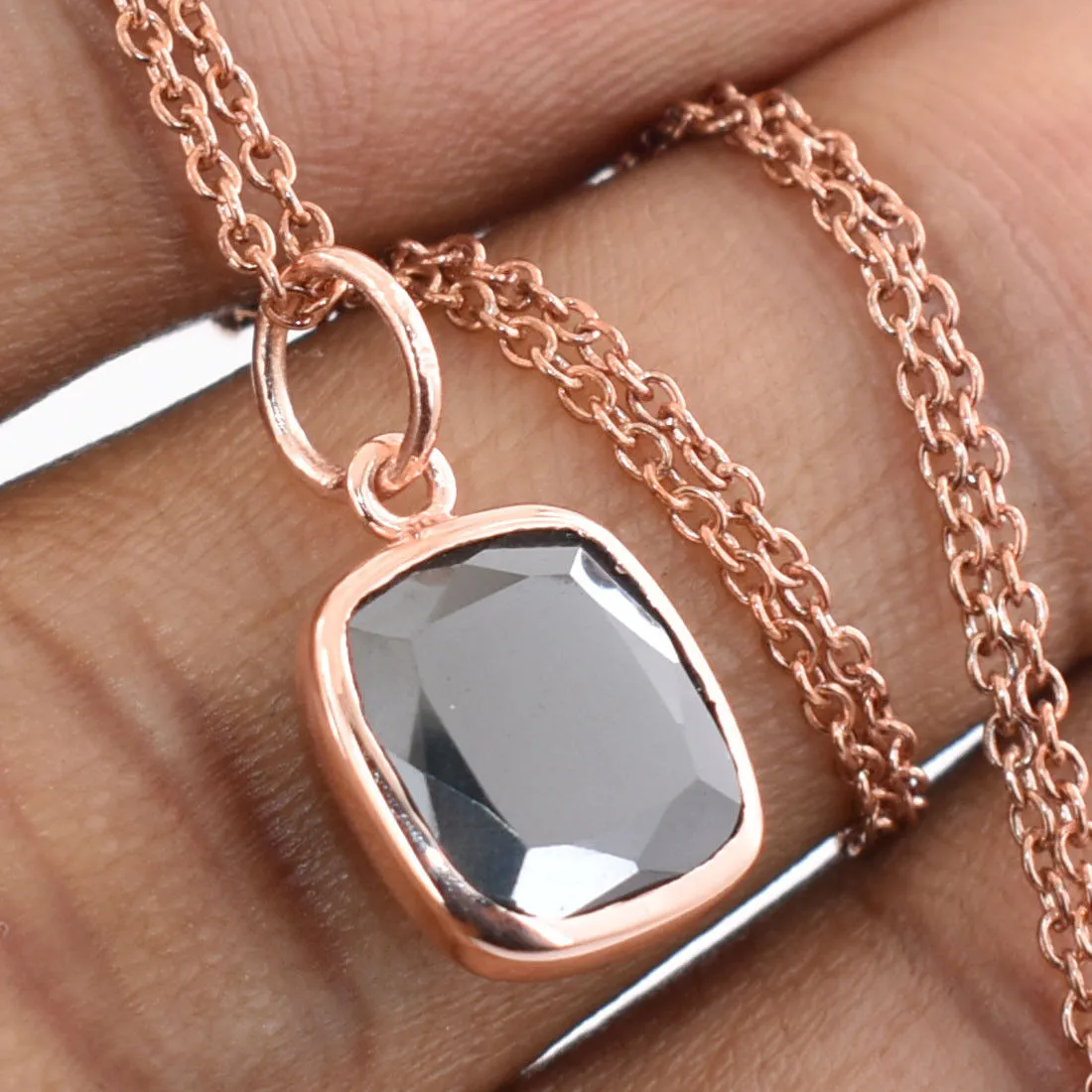 3.20 Ct Black Diamond Solitaire Pendant In Rose Gold Finish, AAA Certified. Elegant Look & Great Shine