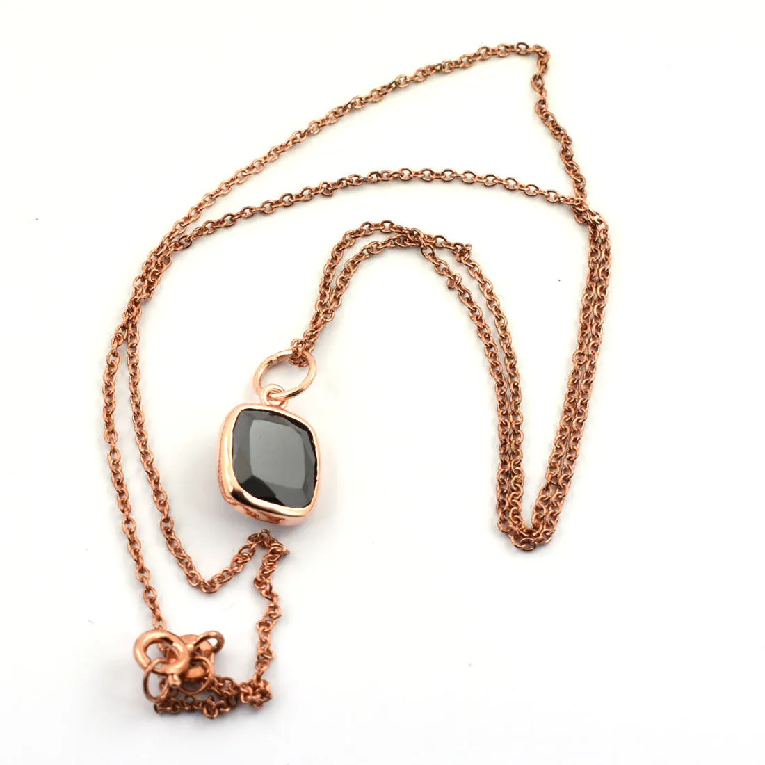 3.20 Ct Black Diamond Solitaire Pendant In Rose Gold Finish, AAA Certified. Elegant Look & Great Shine