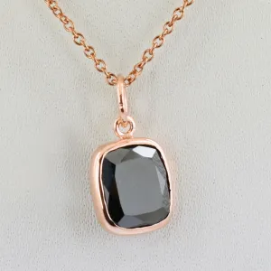 3.20 Ct Black Diamond Solitaire Pendant In Rose Gold Finish, AAA Certified. Elegant Look & Great Shine
