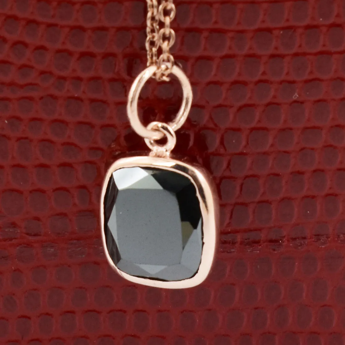 3.20 Ct Black Diamond Solitaire Pendant In Rose Gold Finish, AAA Certified. Elegant Look & Great Shine