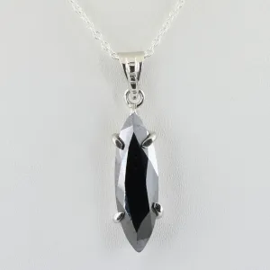 3.50 Ct Certified Marquise Shape Black Diamond Solitaire Pendant in 925 Silver- Great Shine