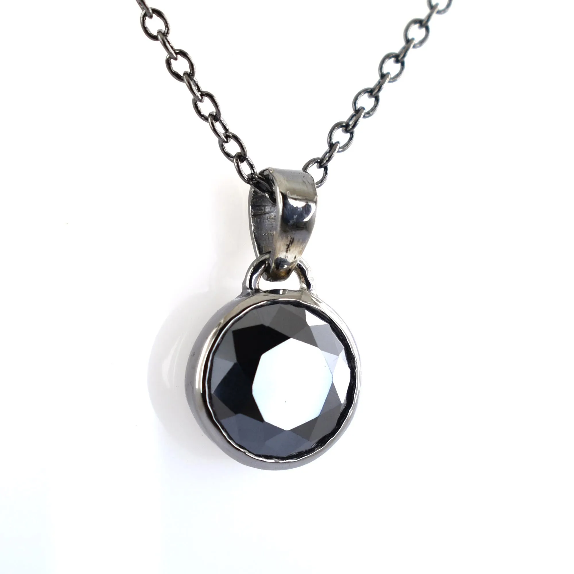3.90 Ct Certified Brilliant Cut Black Diamond Solitaire Pendant with Bezel Setting- Elegant Look!