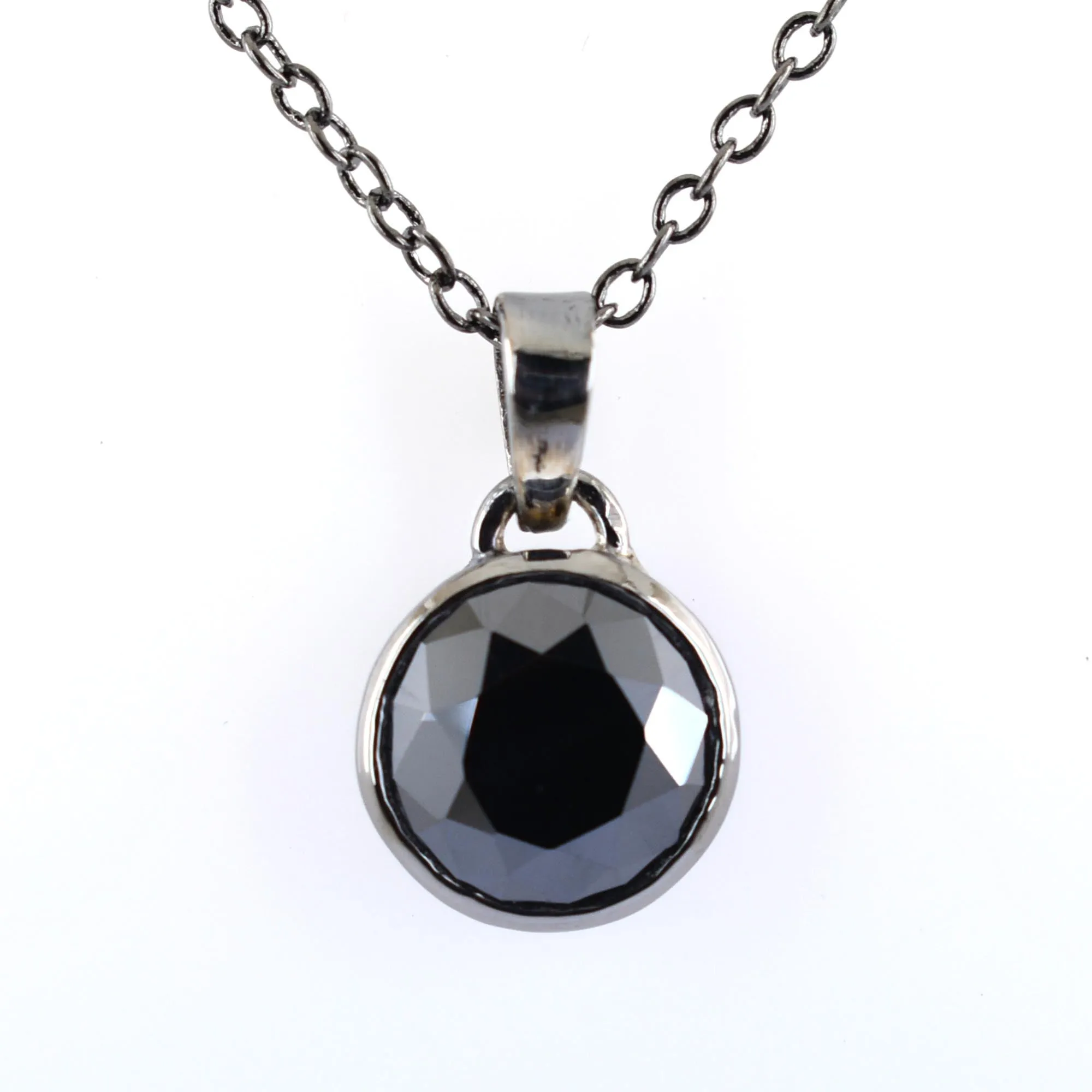 3.90 Ct Certified Brilliant Cut Black Diamond Solitaire Pendant with Bezel Setting- Elegant Look!