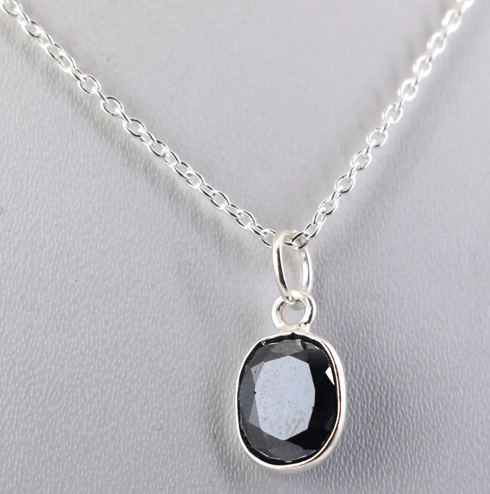 4 Ct AAA Certified Oval Shape Black Diamond Solitaire Pendant in Sterling Silver- Great Sparkle