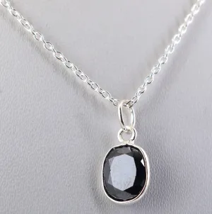 4 Ct AAA Certified Oval Shape Black Diamond Solitaire Pendant in Sterling Silver- Great Sparkle