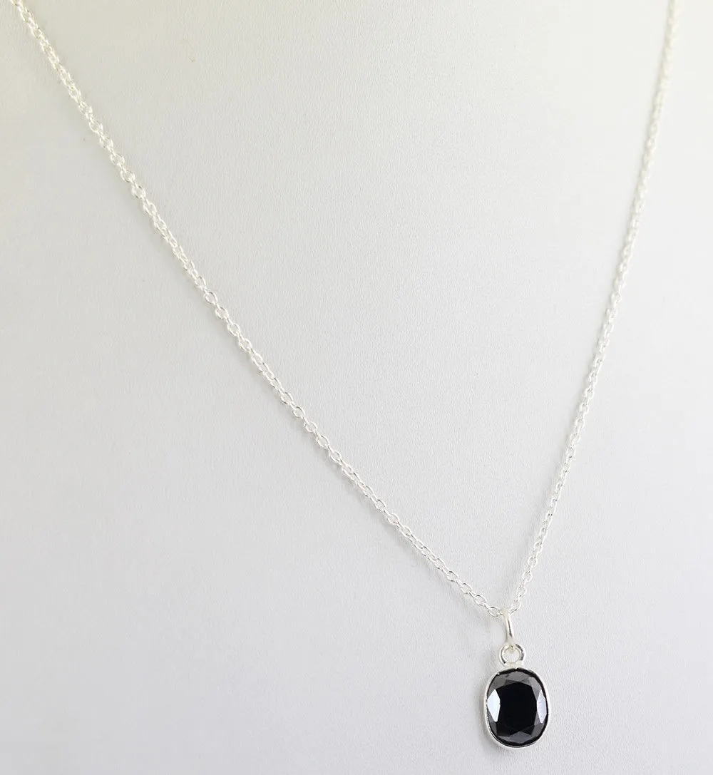 4 Ct AAA Certified Oval Shape Black Diamond Solitaire Pendant in Sterling Silver- Great Sparkle