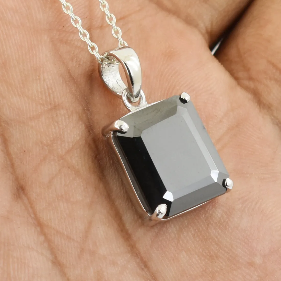 4 Ct Certified Black Diamond Solitaire Pendant In 925 Silver- Excellent Luster & Great Look