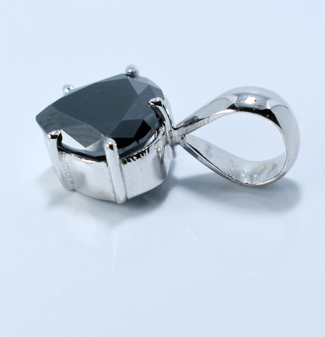 4 Ct Heart Shape Black Diamond Solitaire Pendant in Sterling Silver, Great Sparkle with Excellent Luster