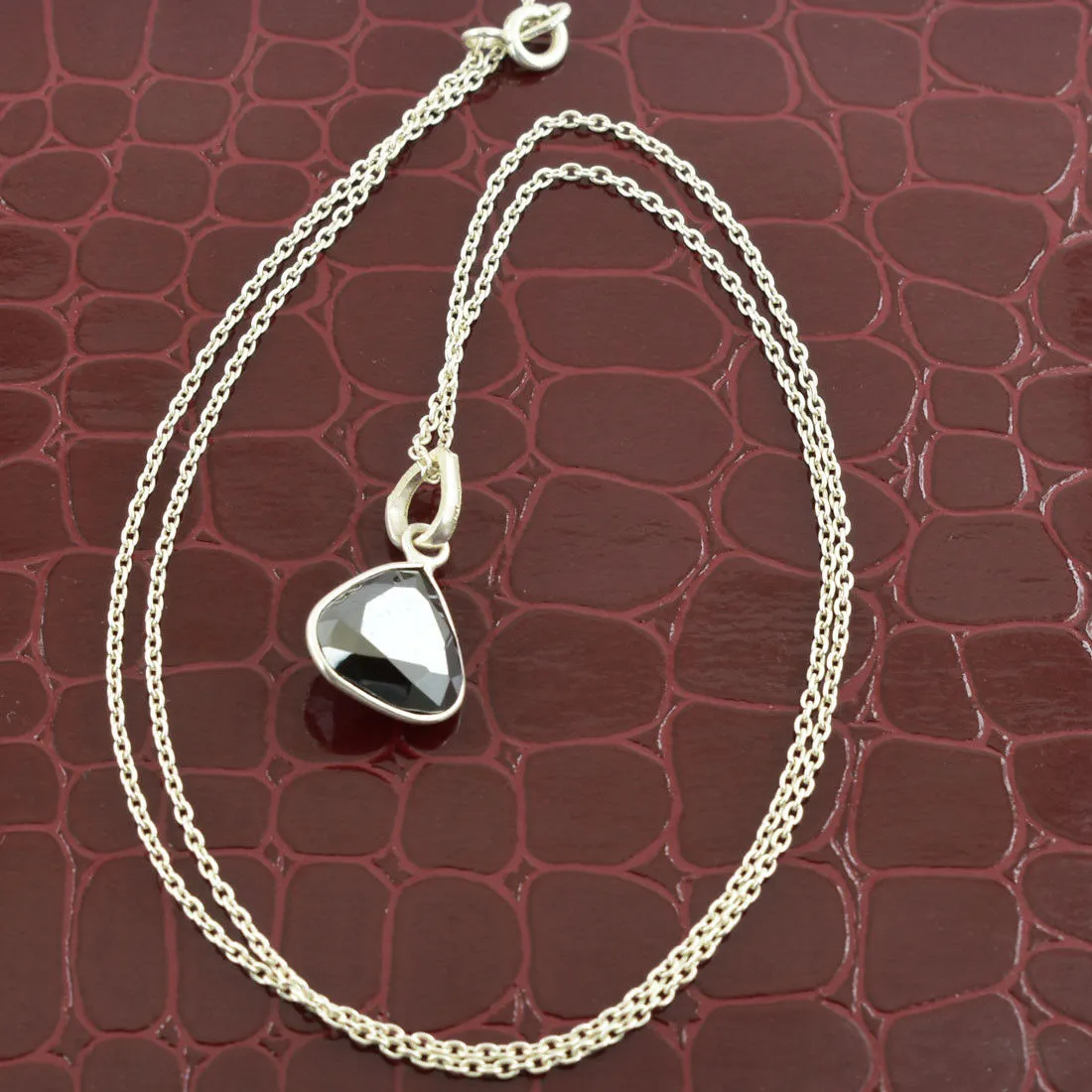 4 Ct Trillion Shape Black Diamond Solitaire Pendant in Bezel Setting- Great Shine & Excellent Quality