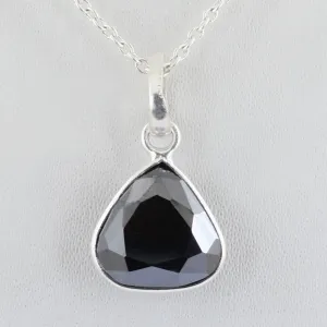 4 Ct Trillion Shape Black Diamond Solitaire Pendant in Bezel Setting- Great Shine & Excellent Quality