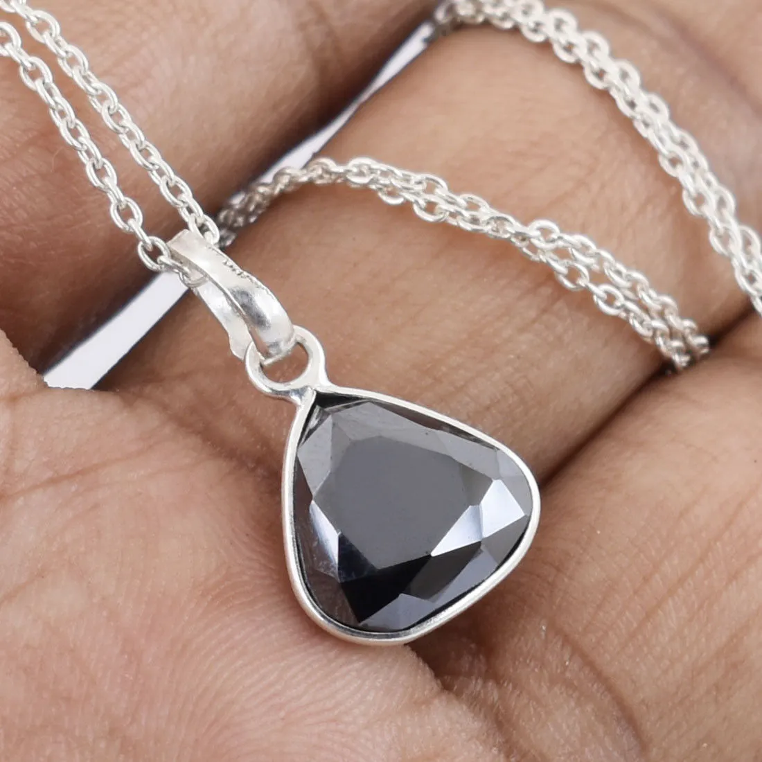 4 Ct Trillion Shape Black Diamond Solitaire Pendant in Bezel Setting- Great Shine & Excellent Quality