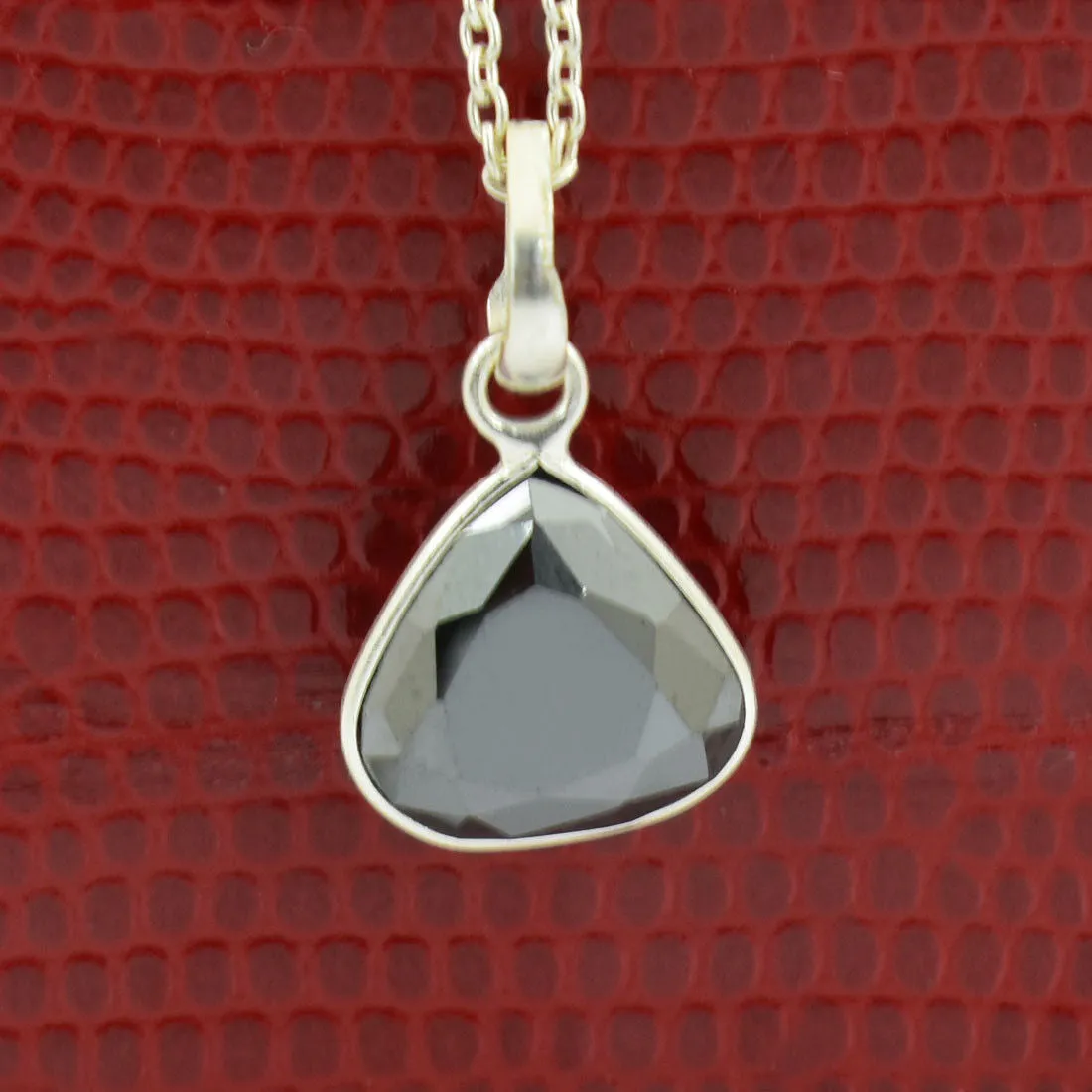 4 Ct Trillion Shape Black Diamond Solitaire Pendant in Bezel Setting- Great Shine & Excellent Quality
