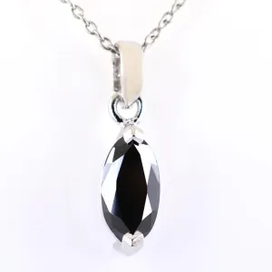4.75 Ct Marquise Shape Black Diamond Solitaire Pendant in Prong Setting- Ideal Gift for Anniversary, Birthday