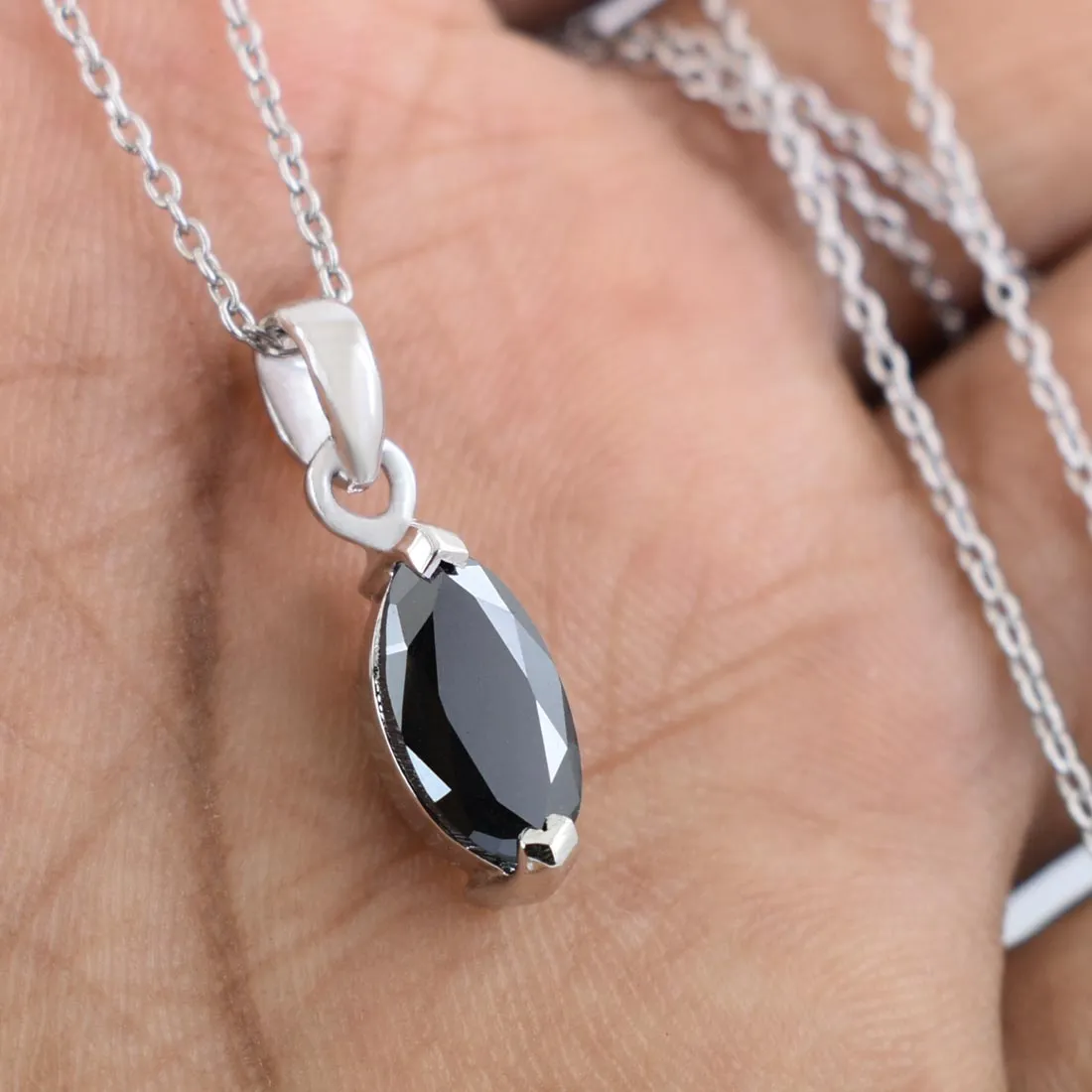 4.75 Ct Marquise Shape Black Diamond Solitaire Pendant in Prong Setting- Ideal Gift for Anniversary, Birthday