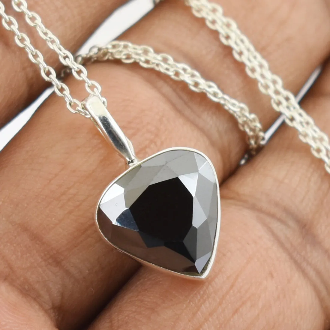 5 Ct Black Diamond Solitaire Pendant in 925 Sterling Silver, Great Sparkle & Excellent Luster