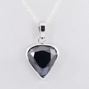 5 Ct Certified Black Diamond Solitaire Pendant in 925 Sterling Silver, Excellent Quality with Great Shine