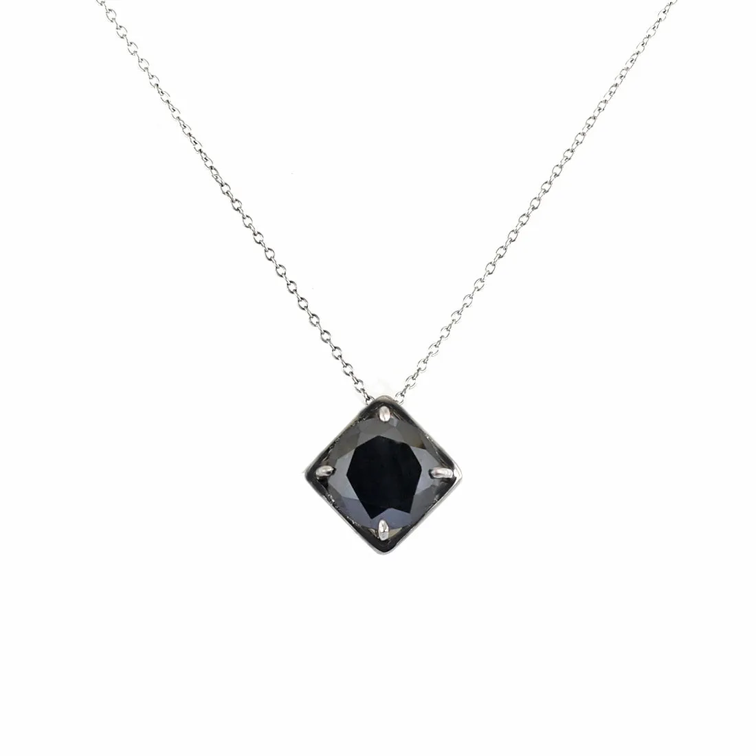 5 Ct Certified Round Black Diamond Solitaire Pendant In 925 Silver. AAA Quality Great Design & Shine