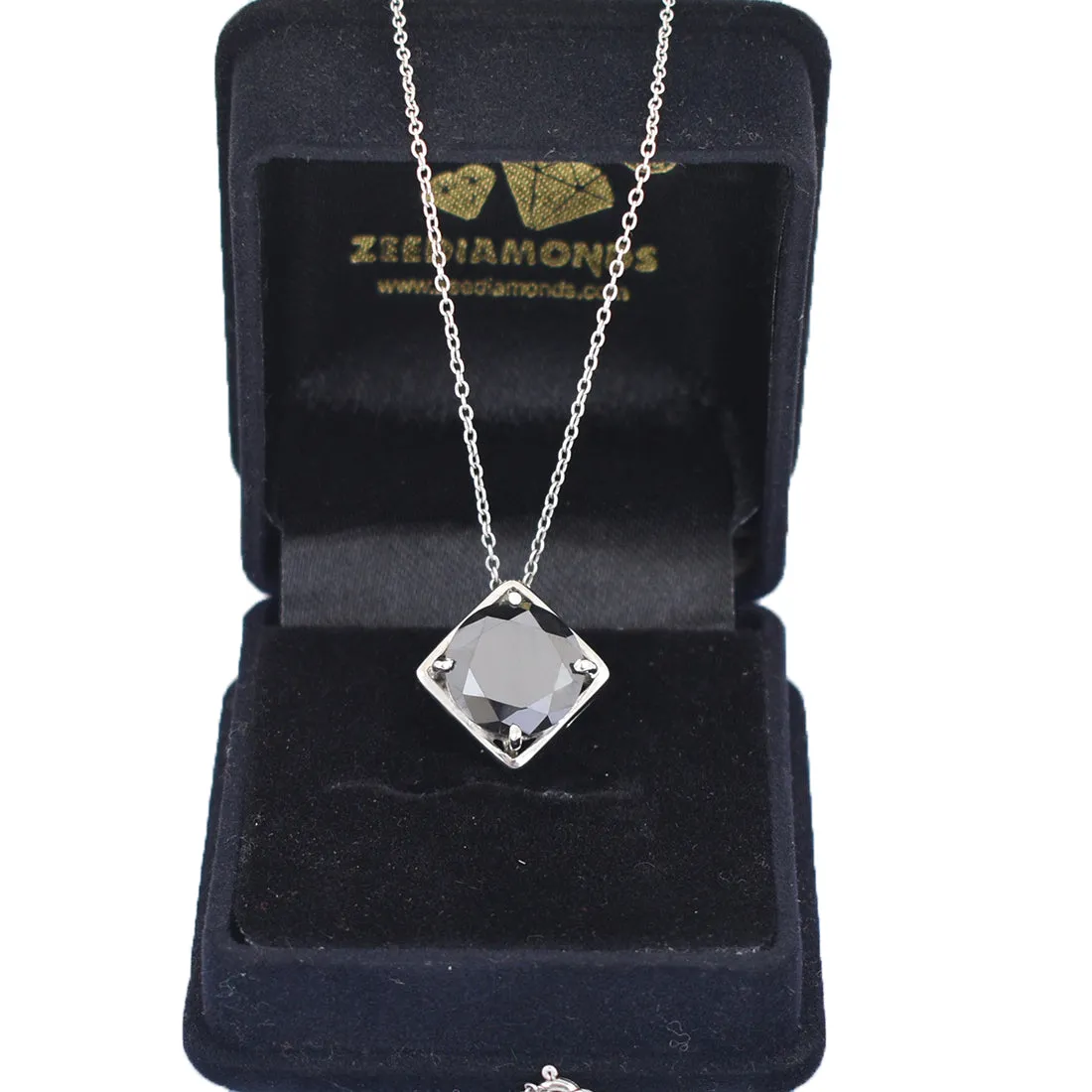 5 Ct Certified Round Black Diamond Solitaire Pendant In 925 Silver. AAA Quality Great Design & Shine