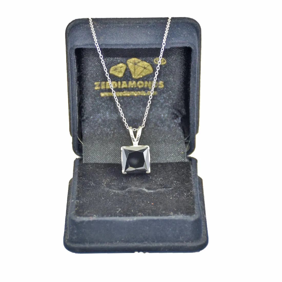 5.50 Ct Princess Cut Black Diamond Pendant with 925 Sterling Silver, Certified- Amazing Collection