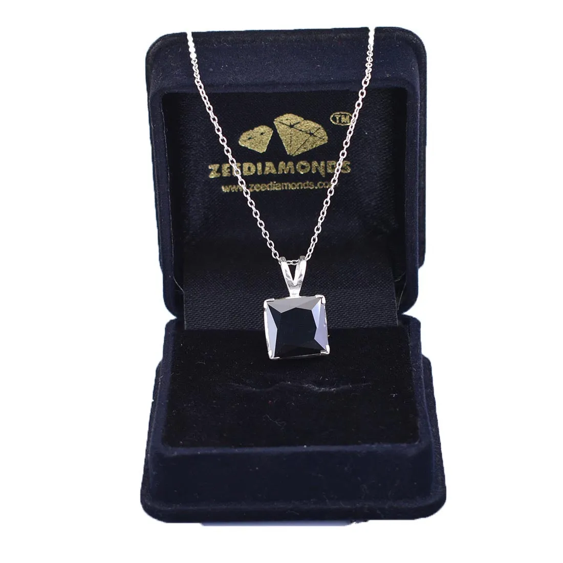 5.50 Ct Princess Cut Black Diamond Solitaire Pendant with Bezel Setting- Excellent Quality & Great Shine