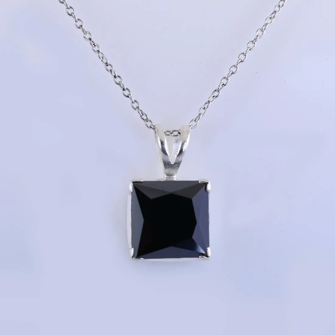 5.50 Ct Princess Cut Black Diamond Solitaire Pendant with Bezel Setting- Excellent Quality & Great Shine