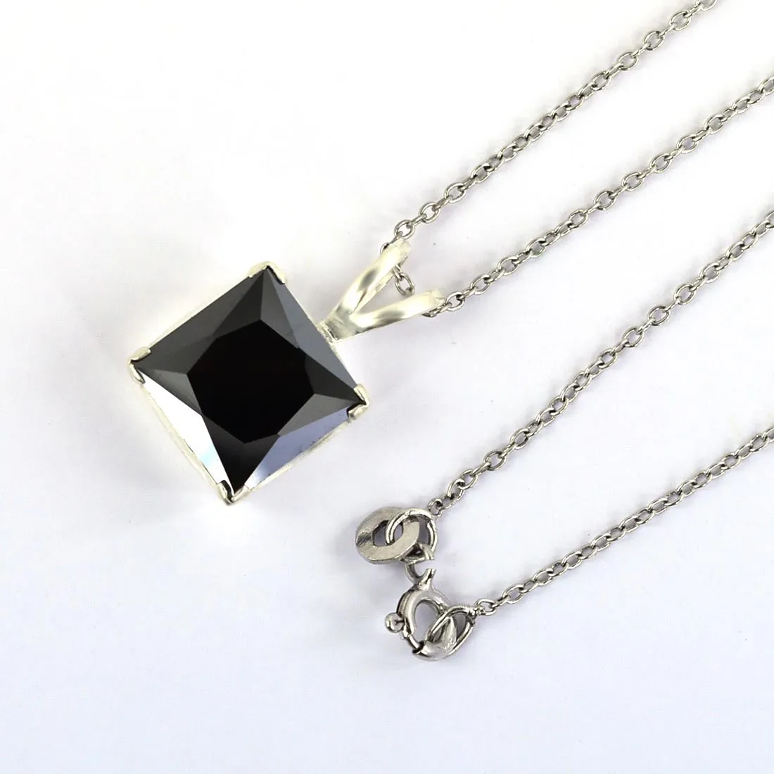 5.50 Ct Princess Cut Black Diamond Solitaire Pendant with Bezel Setting- Excellent Quality & Great Shine
