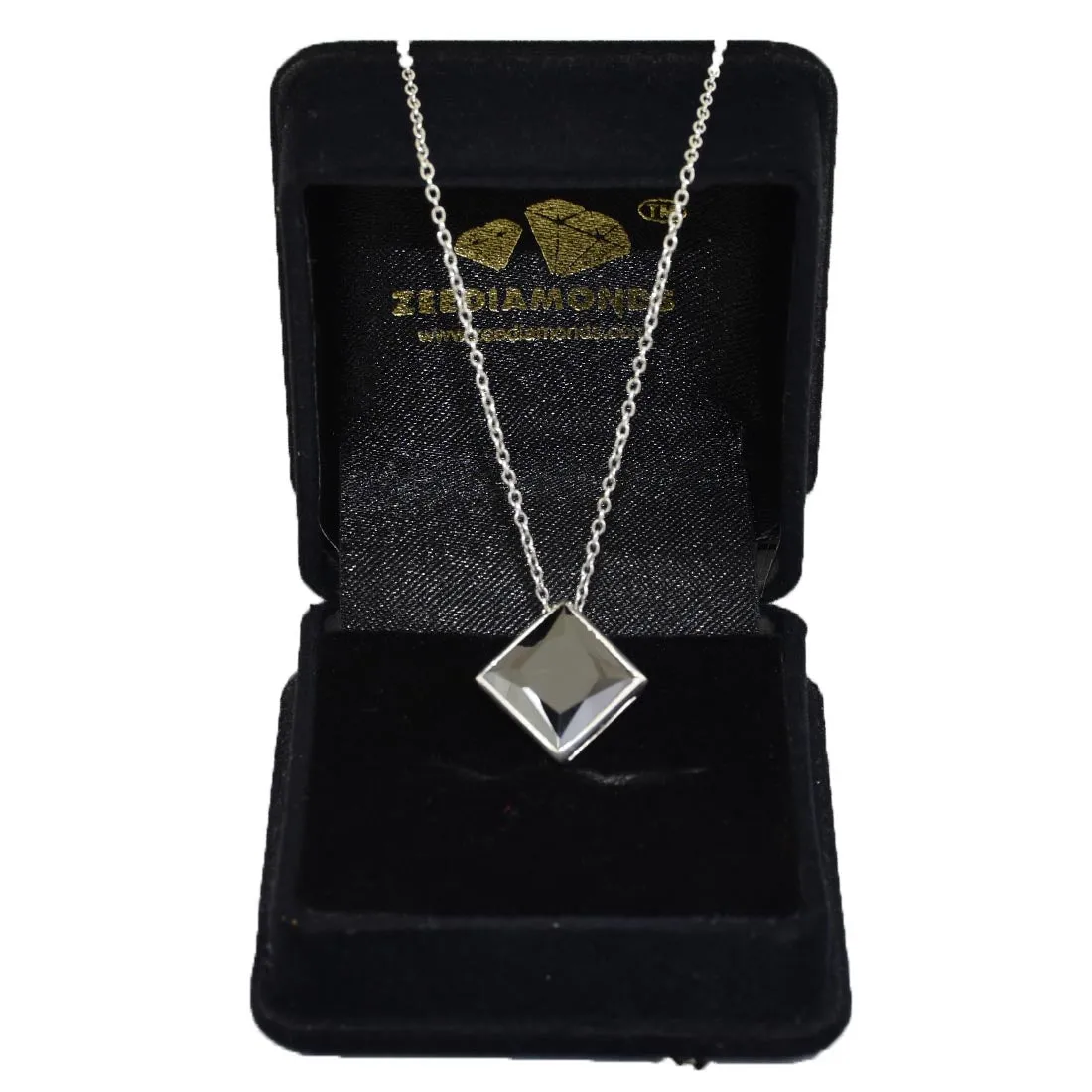 6.20 Ct Princess Shape Black Diamond Solitaire Pendant with Bezel Setting- Elegant Look & Great Shine