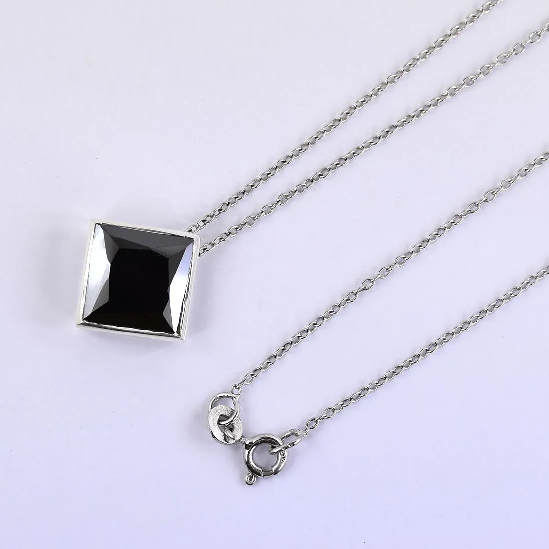 6.20 Ct Princess Shape Black Diamond Solitaire Pendant with Bezel Setting- Elegant Look & Great Shine