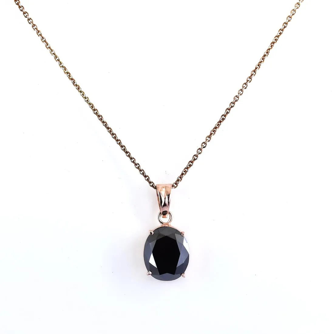 6.80 Ct Oval Shape Black Diamond Solitaire Pendant in Prong Setting, AAA Certified Quality- Great Shine & Luster