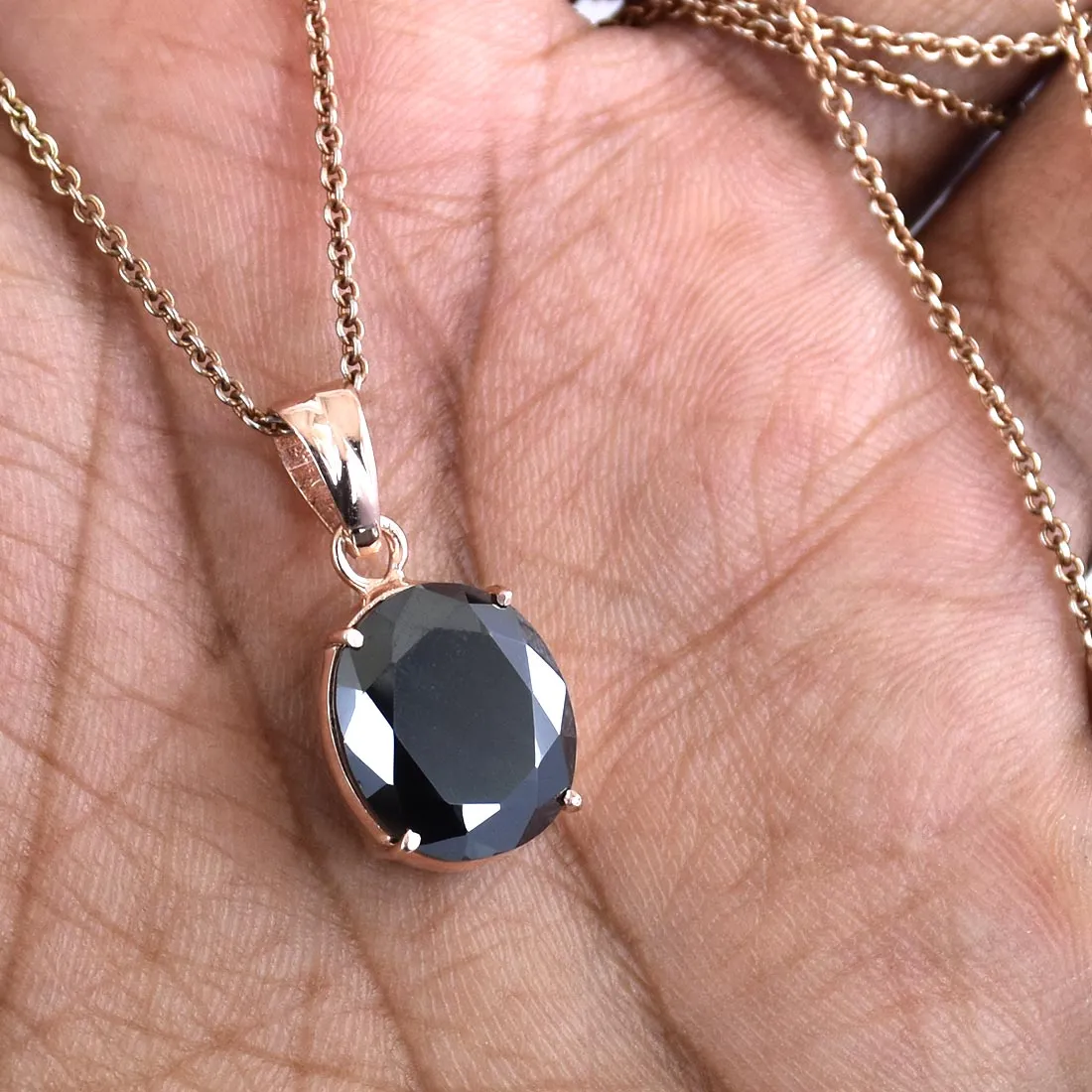 6.80 Ct Oval Shape Black Diamond Solitaire Pendant in Prong Setting, AAA Certified Quality- Great Shine & Luster