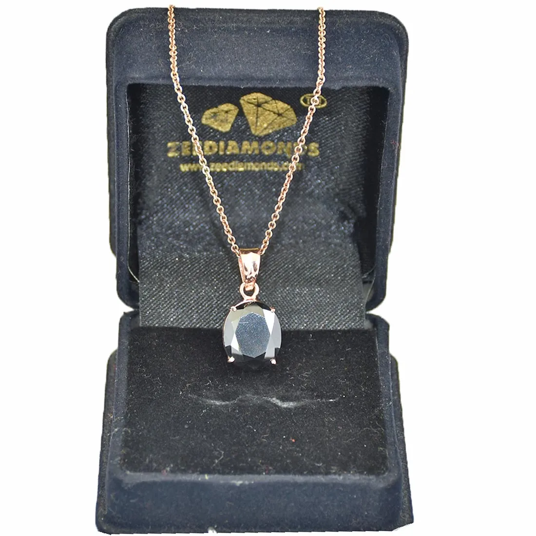 6.80 Ct Oval Shape Black Diamond Solitaire Pendant in Prong Setting, AAA Certified Quality- Great Shine & Luster