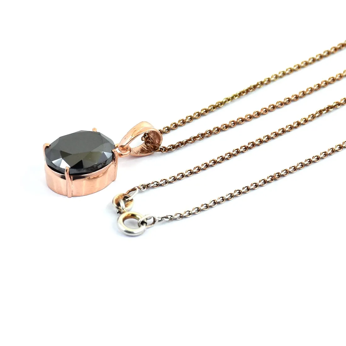 6.80 Ct Oval Shape Black Diamond Solitaire Pendant in Prong Setting, AAA Certified Quality- Great Shine & Luster