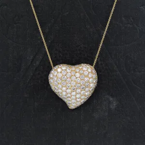 7.00ctw (est) Vintage Puffed Heart Pave Diamond Pendant